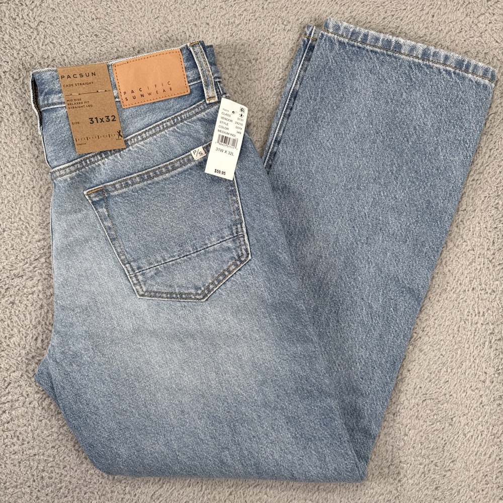 Pacsun Jeans Mens 31x32 Cade Straight Light Wash NEW NWT